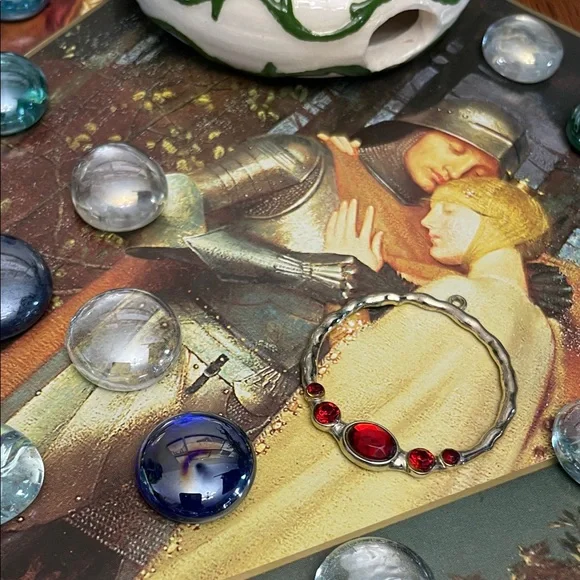 Vintage Mixed LOT Mesh Scarf Glass Pebbles Medieval Paper Art Iridescent Globe - Picture 7 of 16